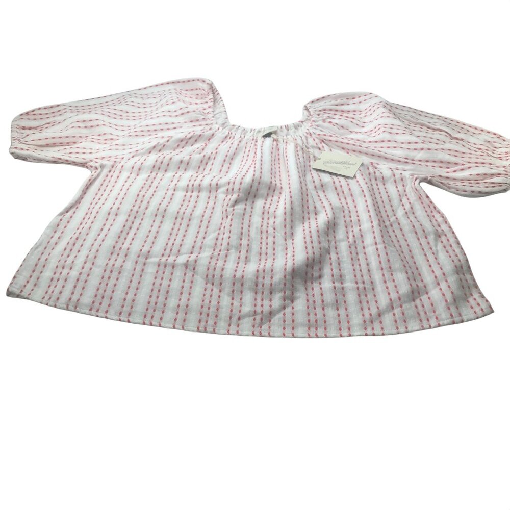 Universal Threads Women's XL White Red Puffed Up Shoulder Top New